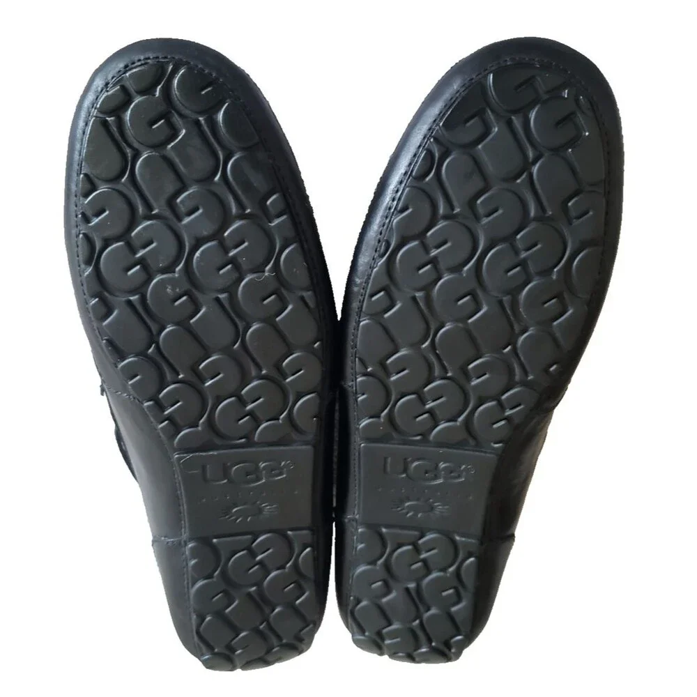 UGG Australia Men's Loafers Size 14 Black Leather Driving Shoes Moccasins